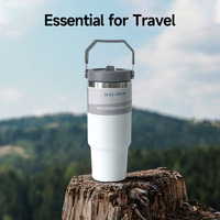 Taza de coche con impresión personalizada OEM, vaso aislado de doble pared al vacío de acero inoxidable de 30oz con pajita abatible