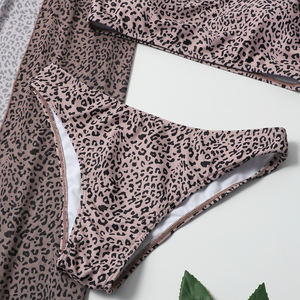 Traje de Baño de 3 Piezas para Mujer, Sexy, con Falda Larga, Hombro Descubierto y Pierna Alta, Estampado de Leopardo, Mini Bikini, Regalo Festivo - Product Image 5