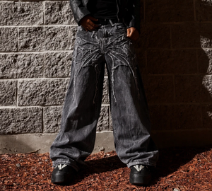 Jeans Anchos de Mezclilla con Bordado de Araña Estilo Gótico Y2K para Hombre y Mujer, Ropa Urbana, Jeans Punk Vintage - Product Image 6