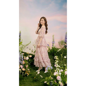 Robe longue florale personnalisée pour femme, épaules dénudées, en mousseline légère, prix direct usine, fournisseur OEM ODM, vente en gros - Product Image 1
