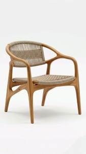 Fauteuil de salon moderne en teck massif, fauteuil de patio minimaliste en corde - Product Image 2