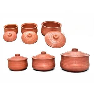 Olla Tradicional de Barro Terracota con Tapa (Juego de 3) Hecha a Mano, Ecológica, Resistente a la Decoloración, SwamiG TradeX - Product Image 1