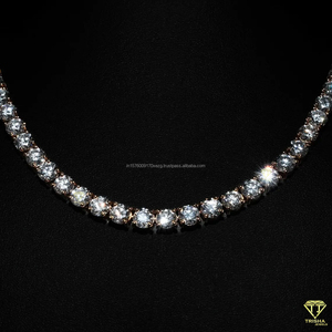 <b>Iced</b> Out Tennis <b>Chain</b> VVS1 Quality Round Moissanite Diamond in 925 Sterling Silver passes Diamond Tester Unisex Tennis - Product Image 3