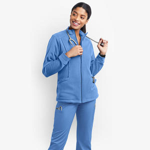 Chaqueta de forro polar para mujer con opciones de bordado, cremallera completa y cuello simulado, uniforme médico para enfermeras - Product Image 5