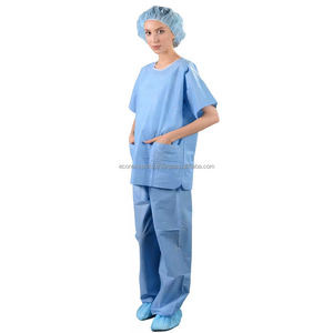 Combinaisons de blouses médicales jetables SMS bleues confortables, uniformes médicaux d'hôpital, ensembles de blouses - Product Image 6
