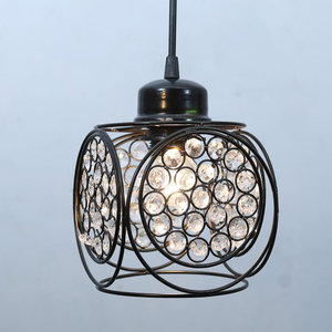 Lampe suspendue de qualité export, prix raisonnable, lampe murale, lampe suspendue au plafond, finition noire avec perles de cristal, décorations rondes pour la maison - Product Image 3