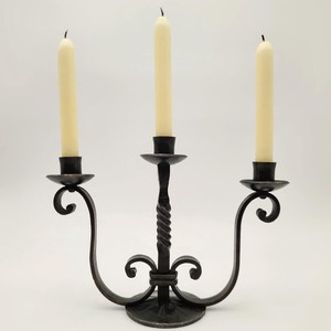 Antique Three Arm Black Iron Candelabra Premium Quality Luxury Style Candle Stand for Home and Wedding Decoration - Product Image 1