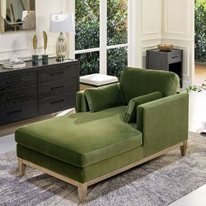 Chaise longue Knox da 65 pollici in velluto verde oliva, stile moderno rustico, ad alte prestazioni - Product Image 1