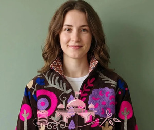 Handcrafted Women Velvet <b>Quilted</b> Jacket Breathable Eco-Friendly Vibrant Rajasthani Suzani Embroidery Full-Zip Winter Bomber Coat - Product Image 1
