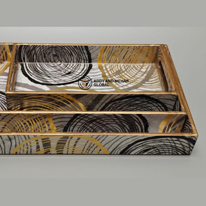 Artistic Abstract Enamel Tray Set of 3 MDF Serving & Display Trays Premium Abstract Circle <b>Pattern</b> Tray - Product Image 3