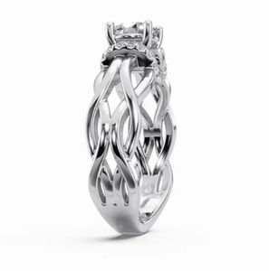 Anillo de Diamantes Twist Of Forever Radiance Halo con un peso total de 0912 quilates y 25 piedras brillantes de corte brillante. - Product Image 2