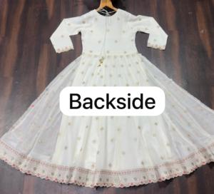 Ensemble Anarkali Sharara brodé blanc crème avec dupatta, fourni directement par l'usine, tenue de mariage indienne traditionnelle pour femmes - Product Image 6