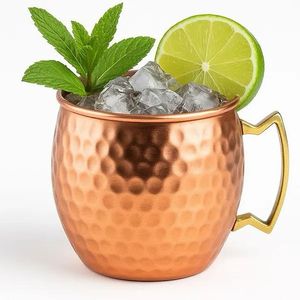 Tasses à mule en cuivre authentiques, tasses à Moscow Mule traditionnelles, vaisselle à cocktail faite à la main, pour bar, fête, restaurant, hôtel, service - Product Image 6