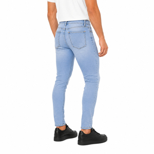 Jeans de Mezclilla para Hombre, Corte Slim Fit, Color Azul Claro, Largo Regular, Algodón Lavado, Casual, Transpirable, Cintura Media, Cierre de Cremallera, Estilo Pencil - Product Image 6