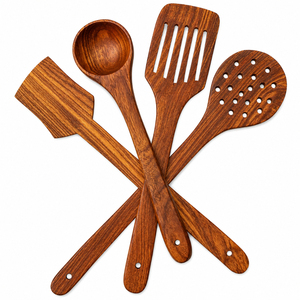 Ensemble d'ustensiles de cuisine en bois de teck de qualité supérieure, cuillères en bois écologiques pour la cuisson, spatule en bois antiadhésive, outils résistants à la chaleur - Product Image 5