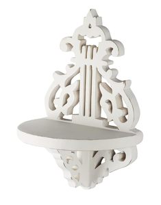 Étagère murale en bois, couleur blanc vieilli, 30 x 12 x 13 cm, lot de 1, style campagnard français, élégamment fleuri, artisanat fait main - Product Image 2