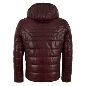 Veste en cuir pour hommes, nouveau style de veste en cuir matelassé avec veste en cuir à capuche détachable - Product Image 6