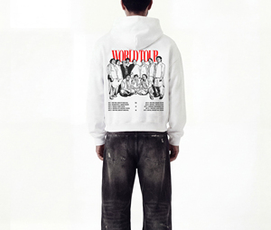 Custom 400gsm European <b>American</b> High Street Style Hip Hop Streetwear Drop Shoulder Boxy Graphic Dtg Print Pullover <b>Hoodie</b> - Product Image 6