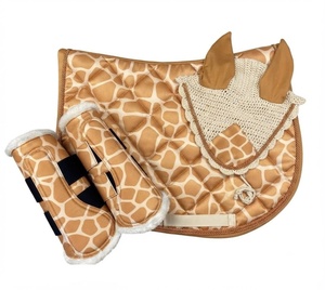 Giraffe Print Horse Saddle Pad Set, Matchy Matchy Equestrian Gear, Custom Matching Fly Veil and <b>Boots</b>, Animal Print - Product Image 1