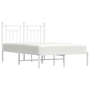White Powder-Coated Steel Full Bed Frame Rectangular Metal Bed - Product Image 4