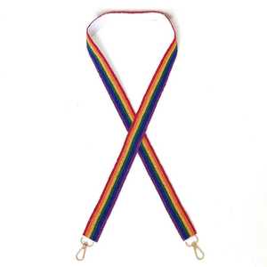 Handmade Cotton Beaded Bag Strap Blue Red Stripe Rectangular Shape Cross Stitch <b>Craft</b> Accessory - Product Image 2