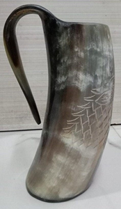 Handmade Wolf Carved Horn <b>Beer</b> Mug Vintage Design For Adults Gift - Product Image 6