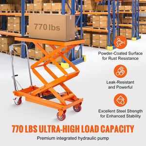 Carrello Elevatore Manuale a Doppia Forbice con Capacità di 350 kg, Altezza di Sollevamento 150 cm, 4 Ruote con Tappetino Antiscivolo, Sollevatore Idraulico per Carichi Pesanti - Product Image 6