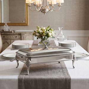 Premium Rectangular Silver Chafing Dish <b>Mirror</b> Finish Stainless Steel Buffet Food Warmer Luxury Catering Server Single Unit - Product Image 4