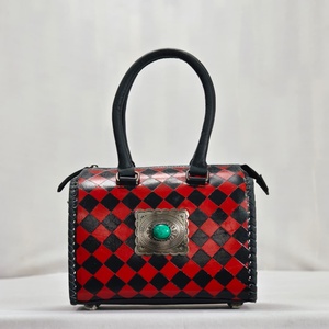 Conjunto de Bolsos de Viaje de Diseño Duradero con Cierre de Cremallera y Asas Dobles, Patrón a Cuadros Vintage, Cuero Genuino de Lujo - Product Image 3
