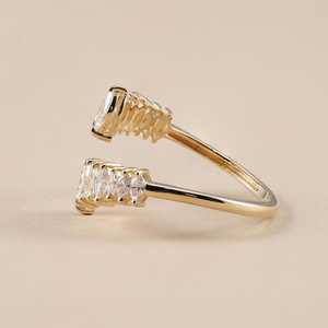 Chevron Wrap Band Marquise Cut Lab Grown Diamond Open <b>Cuff</b> Ring 14K Gold Fine Wedding Band for Party Jewelry Gift Her - Product Image 2