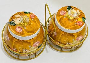 Round metal Food <b>Storage</b> <b>Containers</b> With Floral Design Airtight Lids <b>For</b> <b>Kitchen</b> Use - Product Image 4