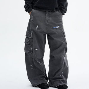 Pantalones Cargo de Mezclilla Personalizados para Hombre, Bolsillos Laterales, Alta Calidad, Impermeables, 100% Poliéster, Ecológicos, Ropa Casual de Calle - Product Image 3