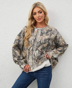 Women Oversized Printed Sweatshirt Drop-Shoulder O-Neck Long Sleeve Casual Pullover Autumn Knitted Fashion <b>Top</b> - Product Image 1