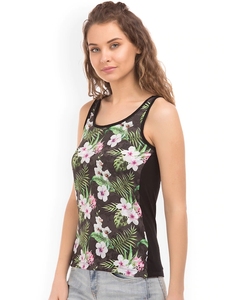 Camiseta sin mangas con estampado floral para mujer, top informal de verano transpirable de punto - Product Image 4