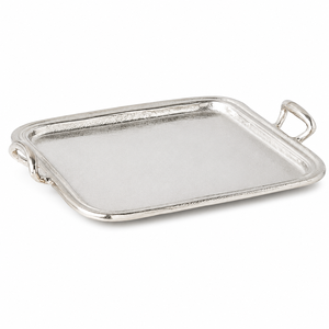 Plateau de service vintage en métal de haute qualité, grand plateau argenté avec poignées, vente en gros OEM/ODM pour restaurants et traiteurs - Product Image 1