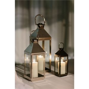 Luxury Silver Stainless Steel Metal <b>Lantern</b> <b>Set</b> Large Glass Candle Holder for Wedding Centerpiece Home Decor Hanging <b>Lanterns</b> - Product Image 3