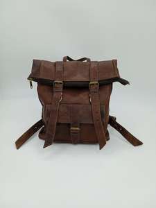 Antique Brown Leather Roll Top Backpack Mens Cowhide Travel Rucksack Laptop <b>Bag</b> Vintage Handcrafted <b>Pack</b> LTBP-0104 - Product Image 6