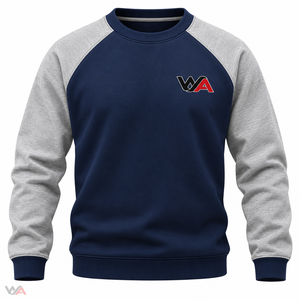 Premium Hot Selling <b>Men's</b> Color Block Raglan Crewneck <b>Sweatshirt</b> Navy <b>Grey</b> Pullover Ribbed Cuff Hem Autumn Jumper Custom OEM - Product Image 1