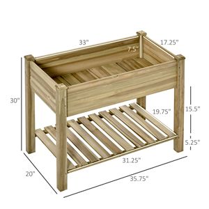 Fioriera Rialzata Classica 90x50x75 cm con Ripiano Contenitore, Vaso da Coltivazione in Legno, Letto da Giardino Elevato BA - Product Image 3