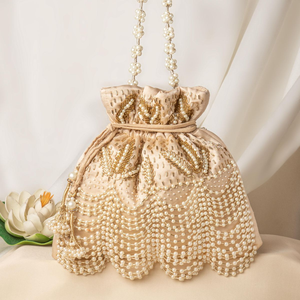Pochette traditionnelle indienne en coton Potli pour femme, faite à la main, brodée, écologique, avec fermeture à rabat, sac cadeau de mariage, tendance - Product Image 5
