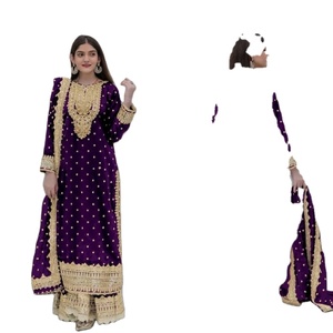 2024 nouvelle mode lourde Georgette pakistanaise Sharara costume pour les femmes du fournisseur indien disponible au prix de gros - Product Image 1