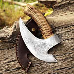 Cuchillo para Pizza Vikingo Premium de Alta Gama, Forjado a Mano, con Mango de Madera de Grado Industrial, Estilo Hacha, Regalo Ideal - Product Image 3