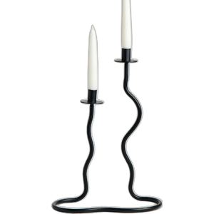 Juego de 3 candelabros de hierro metálico en acabado negro para cenas románticas a la luz de las velas, decoración para el hogar y bodas. - Product Image 2