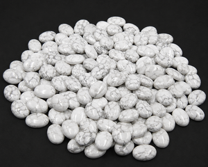 Pierre de méditation ovale en howlite blanche naturelle Organicgems, polie, certifiée par un tiers, pour la fabrication de bijoux, formes et couleurs variées, vente en gros - Product Image 1