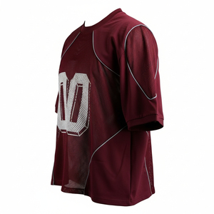 Camiseta deportiva de malla con cuello en V de enfriamiento rápido, camiseta deportiva de malla transpirable con cuello en V de nivel profesional, camiseta corta de malla con cuello en V para el día del partido - Product Image 3