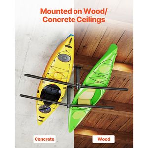 Sistema di Stoccaggio per Kayak Regolabile e Resistente, Supporto a Soffitto per 2 Kayak, Sistema di Stoccaggio Sospeso per Garage - Capacità 250 Libbre - Product Image 6