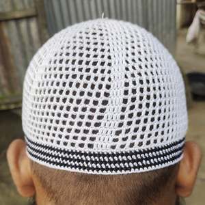 Chapeau Kufi musulman en maille tricotée à la main de qualité export, unisexe, couleur unie, ajustable, extensible, respirant, bonnet chimio, turban en coton - Product Image 6