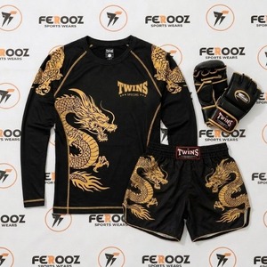 Conjunto de Entrenamiento de Muay Thai para Hombre, Camiseta de Compresión con Estampado de Dragón y Pantalones Cortos de Combate con Guantes de Boxeo, Ropa Deportiva para Kickboxing y MMA - Product Image 4