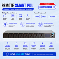 PDU Réseau à 8 Prises Universelles avec Protection Contre les Surtensions, Écran LCD, SNMP, MQTT, Modbus, MIB, OID, LVD, WEEE pour Salle de Télécommunications 32A 220V