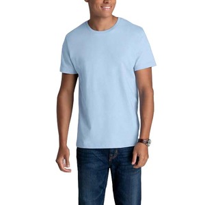เสื้อยืดคอกลมแขนสั้นผู้ชายผ้าฝ้าย 100% สีทูโทน สกรีนโลโก้ด้านหน้าตามแบบ OEM ระบายอากาศได้ดี แห้งเร็ว เหมาะสำหรับออกกำลังกาย - Product Image 1